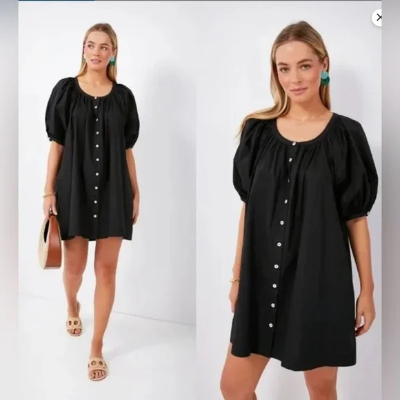 pomander place black dress Pomander Place Black Textured Dot Selwyn Dress Black / XXS main image 1